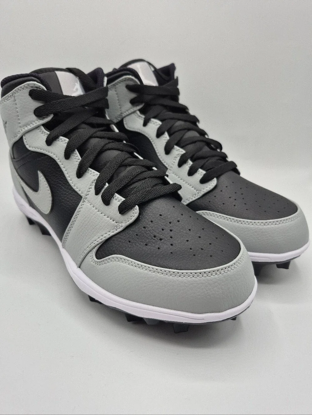 Nike Air Jordan 1 Mid Football Cleats Shadow 2.0 Black Grey FJ6805-002 Mens 9.5